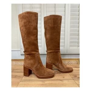 Michael Kors Women's Hayden Block-Heel Tall Boot Luggage Camel Suede Size 10 NIB